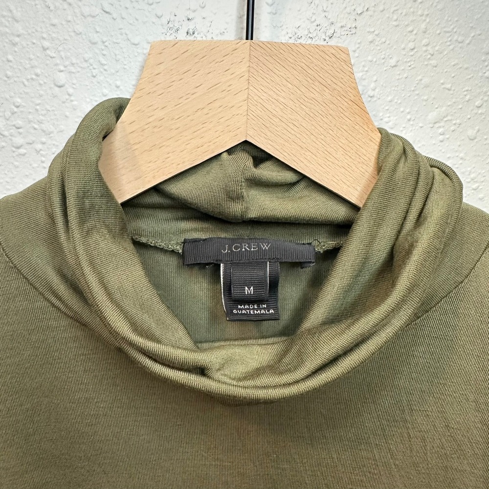 J. Crew Turtleneck Top Women‎ Med Olive Green 100% Tencel Lyocell Layering Silky - Picture 3 of 16